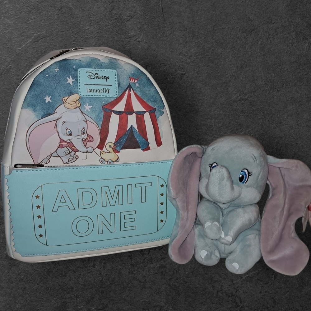 New With Tags Loungefly Disney Dumbo Admit One And Dumbo Beanie Baby